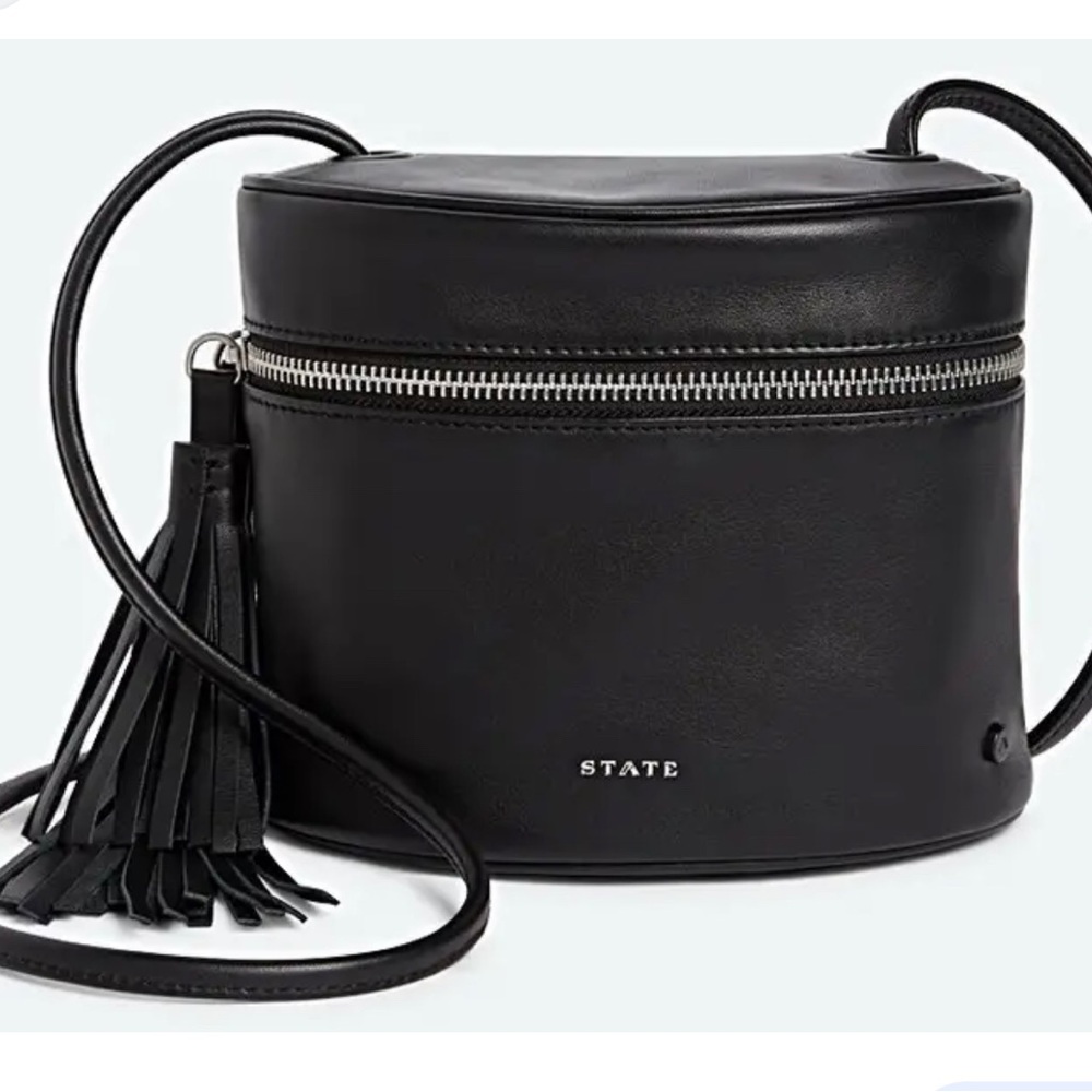 1. State Elegant Black Crossbody Bag with Tassel